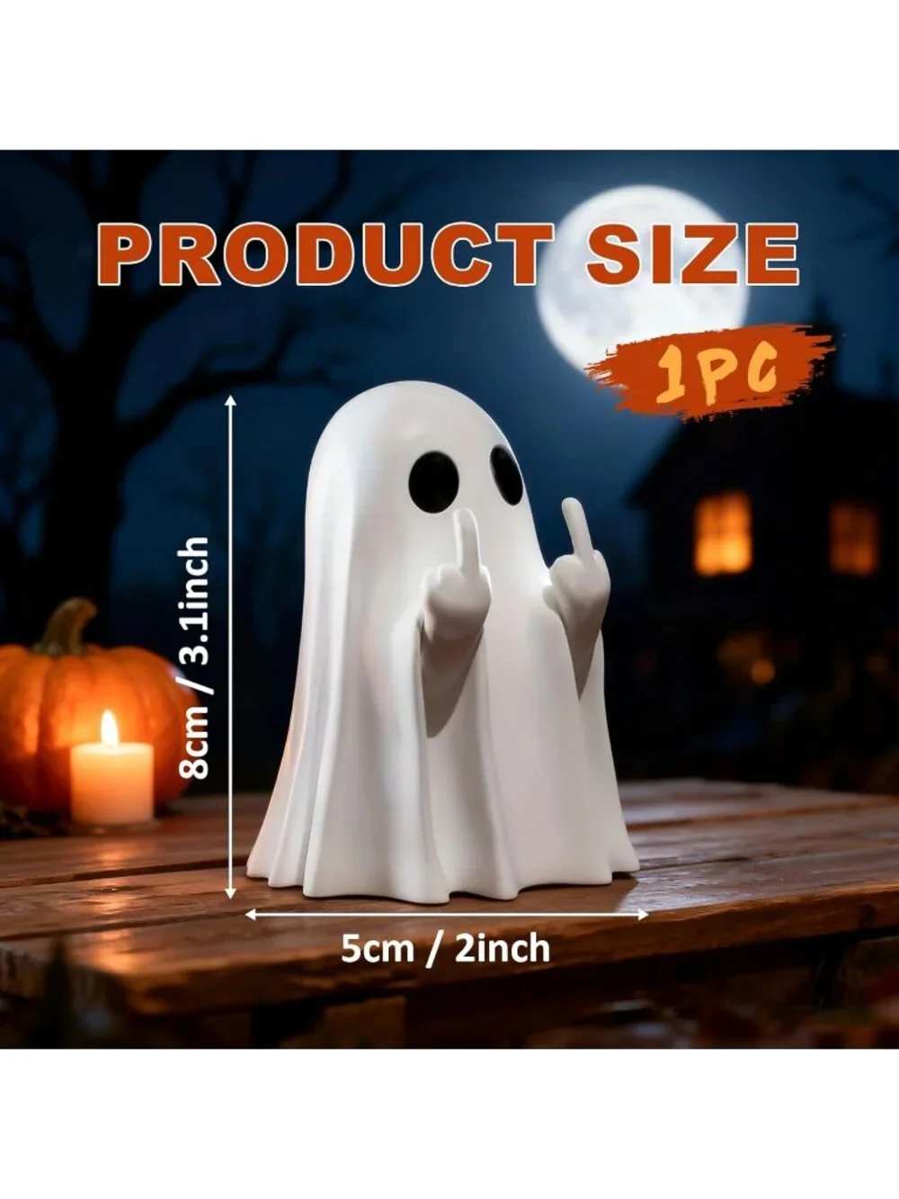 Halloween White Spooky & Cute Halloween Funny Ghost Statue for Home